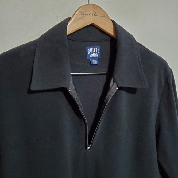 ROOTS / M / Men's Polar Fleece Wind Resistant 1/4 Zip Long Sleeve Polo Jacket - Picture 3 of 12